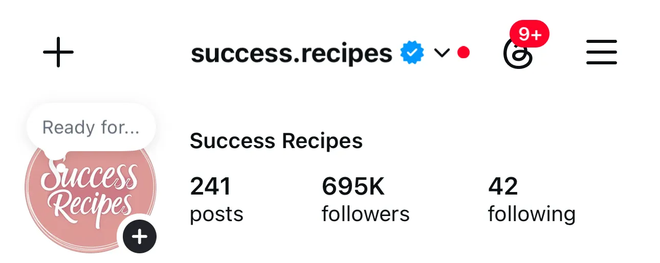 The Success Recipes Instagram profile: 241 posts, 695K followers, and 42 following
